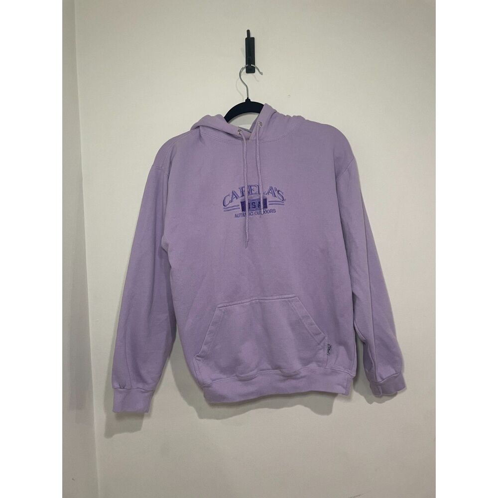 Vintage CABELAS Lilac Purple Hoodie Size S Sweatshirt Fishing Hunting Outdoors - Picture 1 of 5